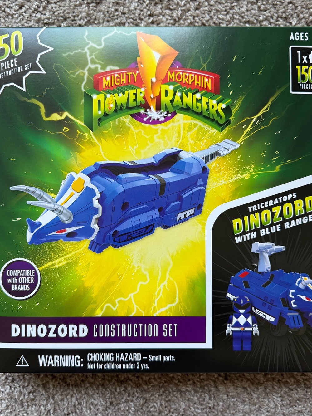 MIGHTY MORPHIN POWER RANGERS DINOZORD CONSTRUCTION SET TRICERATOPS BLUE NEW